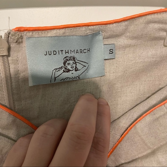 Judith March size small linen and cotton blend tan with neon strapless dress! - Picture 3 of 6